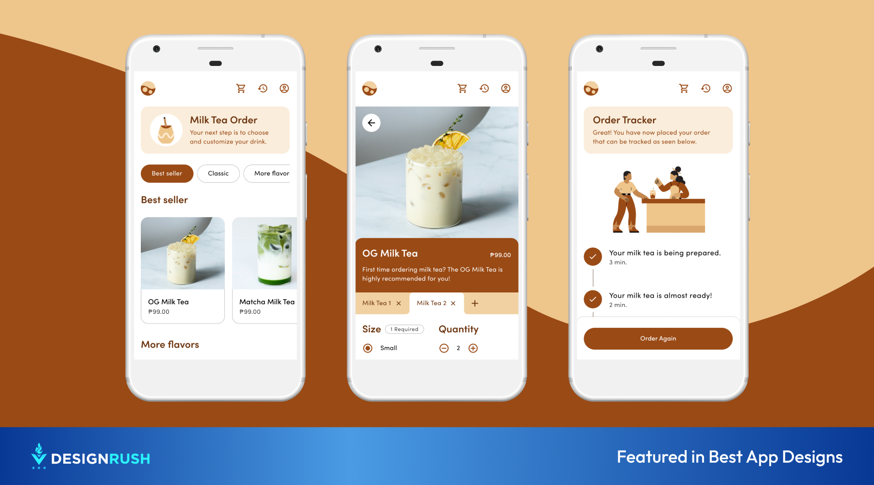 Milk Tea App mockup